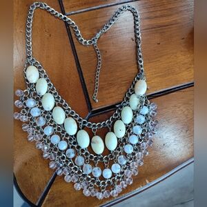 Elegant Cream and Silver Necklace